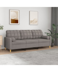 Canapé 3 places avec oreillers décoratifs taupe 180 cm tissu | Mobilier & Déco