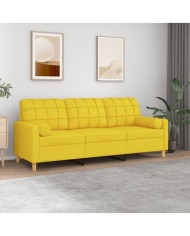 Canapé 3 places avec oreillers jaune clair 180 cm tissu | Mobilier & Déco