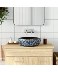 Vasque à poser noir et bleu rond Φ41x14 cm céramique | Mobilier & Déco