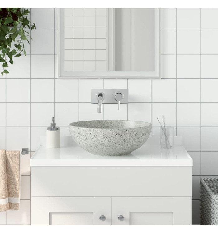 Vasque à poser gris rond Φ41x14 cm céramique | Mobilier & Déco