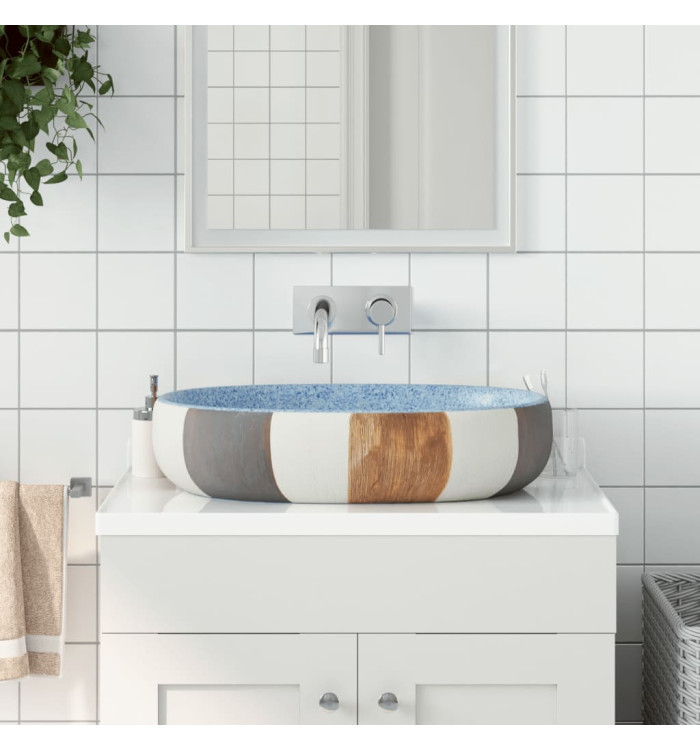 Vasque à poser multicolore ovale 59x40x14 cm céramique | Mobilier & Déco