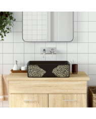 Vasque à poser noir rectangulaire 46x35,5x13 cm céramique | Mobilier & Déco
