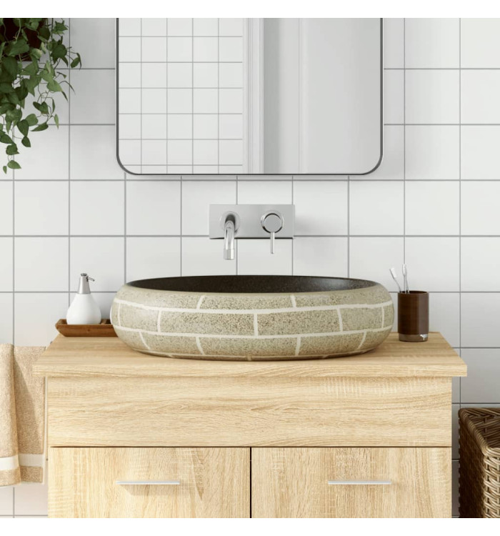 Vasque à poser multicolore ovale 59x40x15 cm céramique | Mobilier & Déco