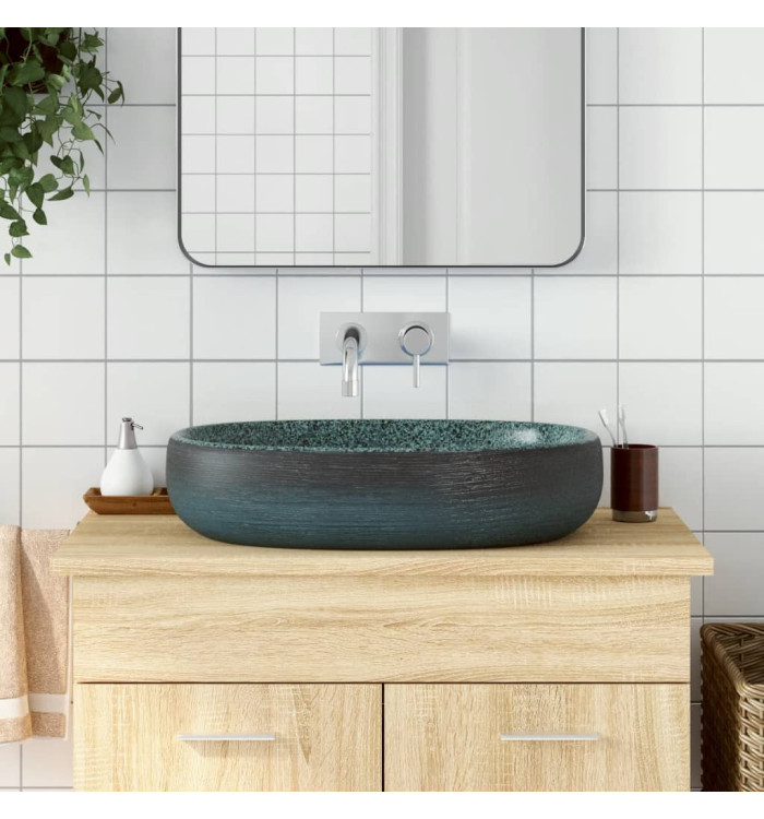 Vasque à poser turquoise ovale 59x40x14 cm céramique | Mobilier & Déco