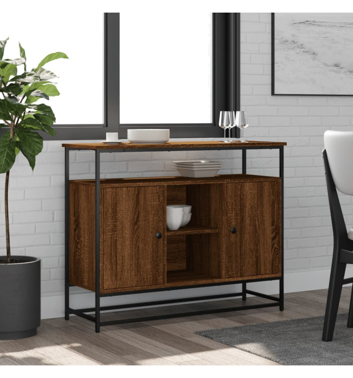 Buffet chêne marron 100x35x80 cm bois d'ingénierie | Mobilier & Déco