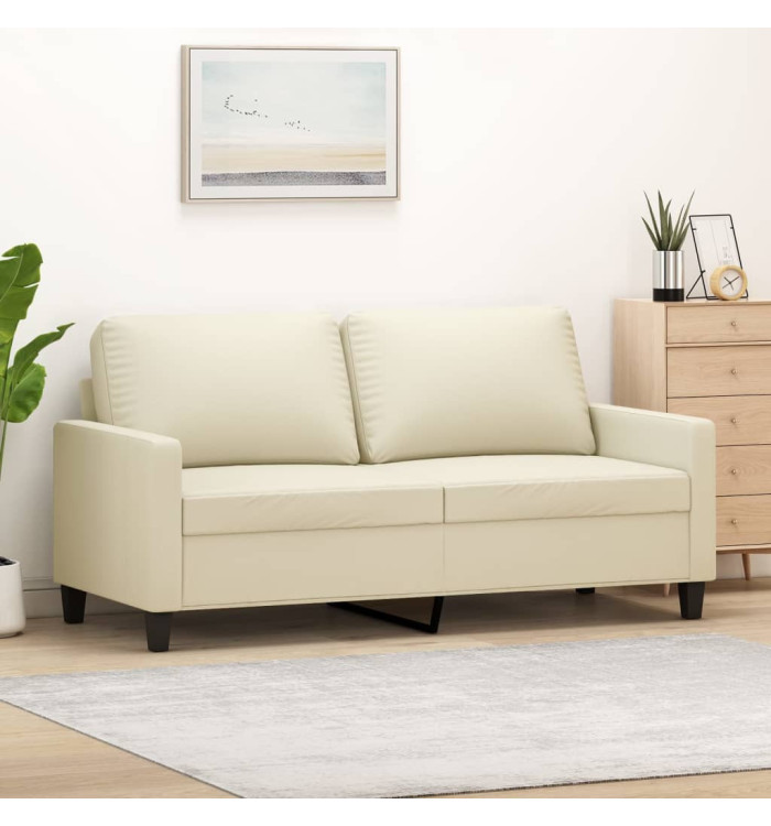 Canapé à 2 places Crème 140 cm Similicuir | Mobilier & Déco