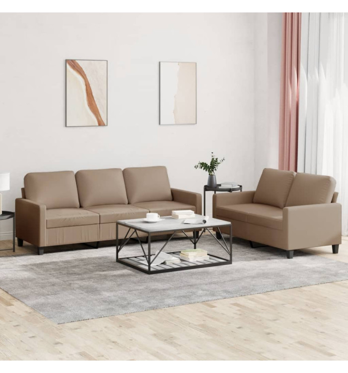Ensemble de canapés 2 pcs avec coussins Cappuccino Similicuir | Mobilier & Déco