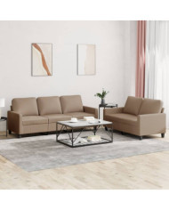 Ensemble de canapés 2 pcs avec coussins Cappuccino Similicuir | Mobilier & Déco