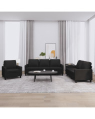 Ensemble de canapés 3 pcs avec coussins Noir Similicuir | Mobilier & Déco