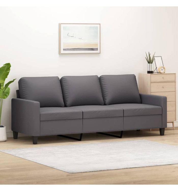 Canapé à 3 places Gris 180 cm Similicuir | Mobilier & Déco