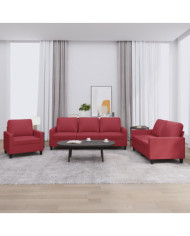 Ensemble de canapés 3 pcs et coussins Rouge bordeaux Similicuir | Mobilier & Déco