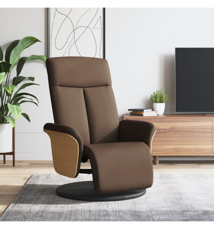 Fauteuil inclinable avec repose-pieds marron tissu | Mobilier & Déco