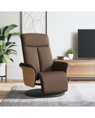 Fauteuil inclinable avec repose-pieds marron tissu | Mobilier & Déco