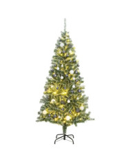 Sapin de Noël artificiel 300 LEDetboulesetneige floquée 240 cm | Mobilier & Déco