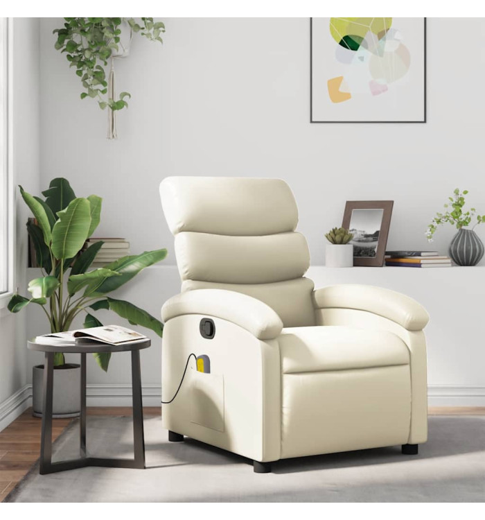 Fauteuil inclinable de massage Crème Similicuir | Mobilier & Déco