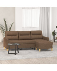 Canapé à 3 places avec repose-pieds Marron 180 cm Tissu | Mobilier & Déco