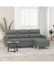 Canapé à 3 places avec repose-pieds Gris foncé 180 cm Tissu | Mobilier & Déco