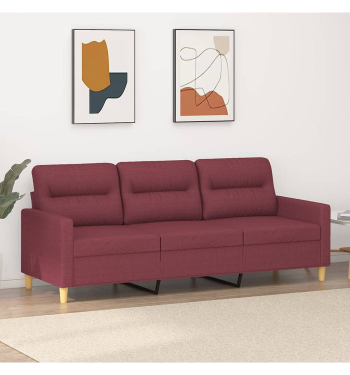 Canapé à 3 places Rouge bordeaux 180 cm Tissu | Mobilier & Déco