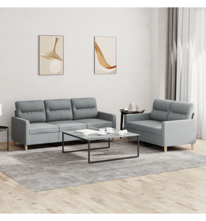 Ensemble de canapés 2 pcs avec coussins Gris clair Tissu | Mobilier & Déco
