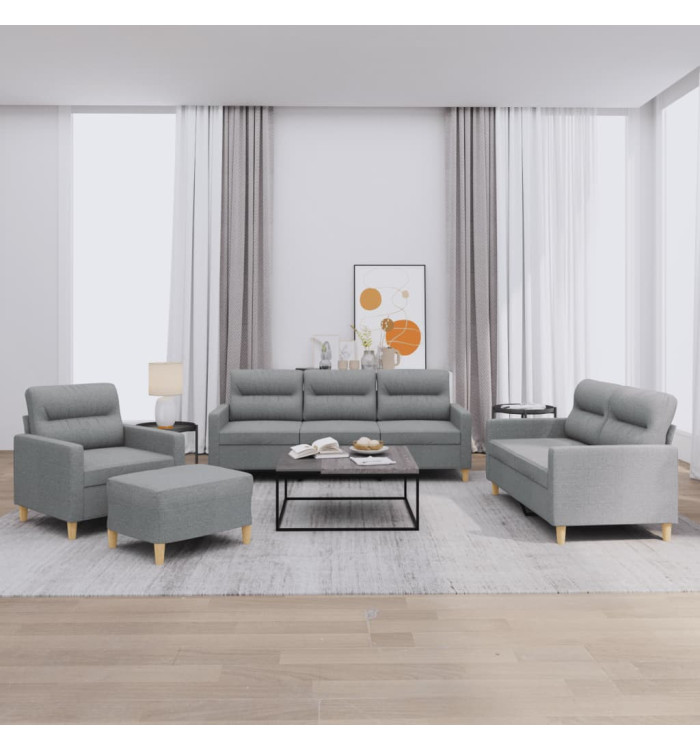 Ensemble de canapés 4 pcs avec coussins Gris clair Tissu | Mobilier & Déco