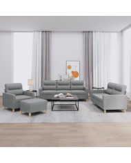 Ensemble de canapés 4 pcs avec coussins Gris clair Tissu | Mobilier & Déco