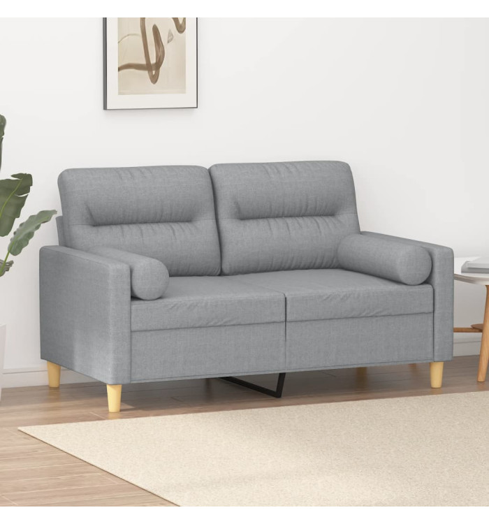 Canapé 2 places avec oreillers gris clair 120 cm tissu | Mobilier & Déco