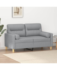 Canapé 2 places avec oreillers gris clair 120 cm tissu | Mobilier & Déco