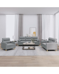 Ensemble de canapés 3 pcs coussins gris clair tissu | Mobilier & Déco