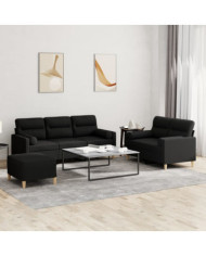 Ensemble de canapés 3 pcs avec coussins noir tissu | Mobilier & Déco