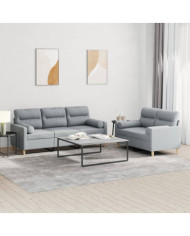 Ensemble de canapés 2 pcs coussins gris clair tissu | Mobilier & Déco