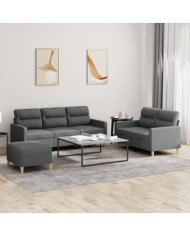Ensemble de canapés 3 pcs avec coussins Gris foncé Tissu | Mobilier & Déco