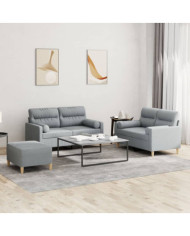 Ensemble de canapés 3 pcs coussins gris clair tissu | Mobilier & Déco