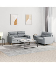 Ensemble de canapés 2 pcs coussins gris clair tissu | Mobilier & Déco