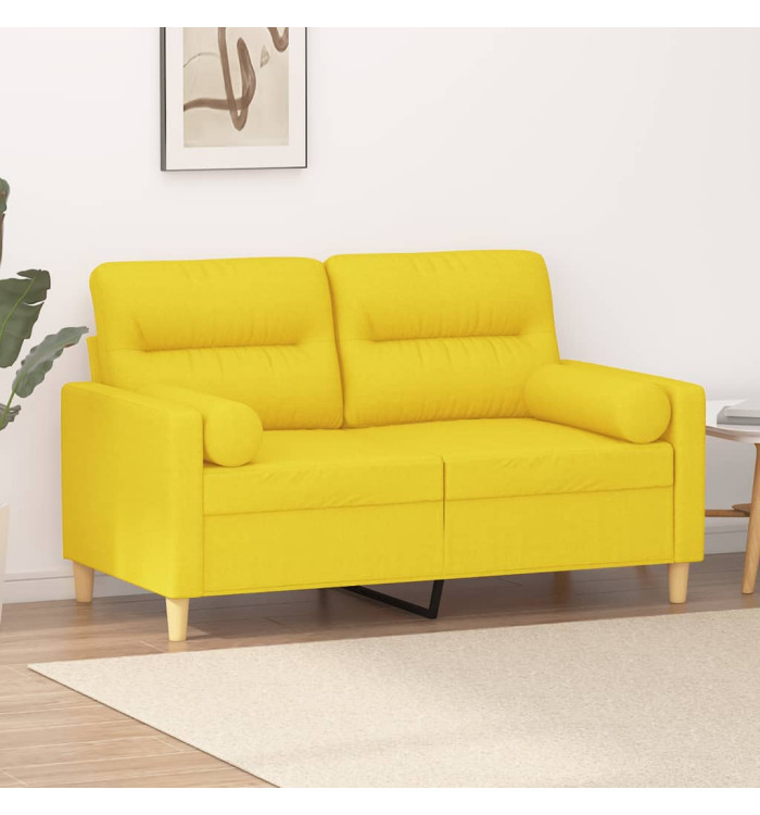 Canapé 2 places avec oreillers jaune clair 120 cm tissu | Mobilier & Déco