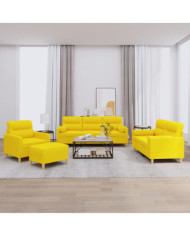 Ensemble de canapés 4 pcs avec coussins jaune clair tissu | Mobilier & Déco