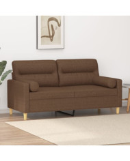 Canapé 2 places avec oreillers décoratifs marron 140 cm tissu | Mobilier & Déco