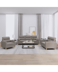 Ensemble de canapés 3 pcs avec coussins taupe tissu | Mobilier & Déco