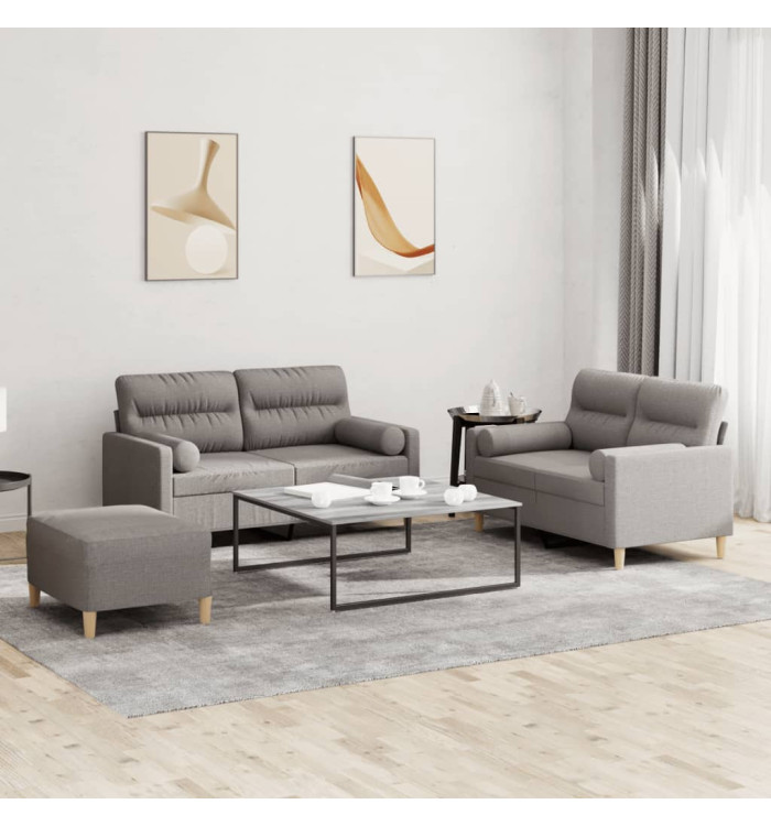 Ensemble de canapés 3 pcs avec coussins taupe tissu | Mobilier & Déco