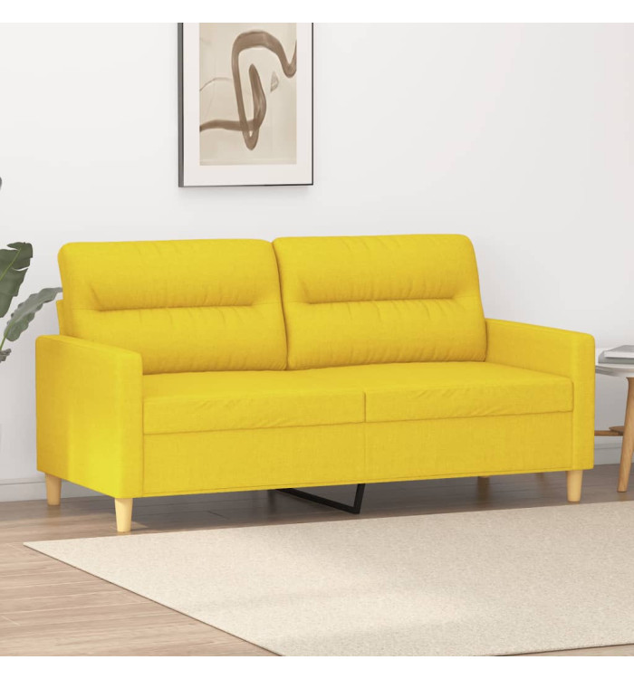 Canapé à 2 places Jaune clair 140 cm Tissu | Mobilier & Déco
