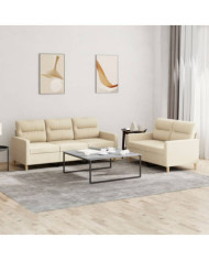Ensemble de canapés 2 pcs avec coussins Crème Tissu | Mobilier & Déco