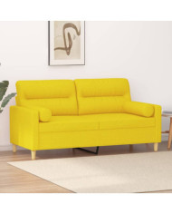 Canapé 2 places avec oreillers jaune clair 140 cm tissu | Mobilier & Déco