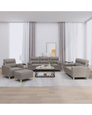 Ensemble de canapés 4 pcs avec coussins taupe tissu | Mobilier & Déco