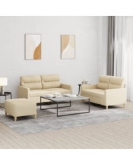 Ensemble de canapés 3 pcs avec coussins Crème Tissu | Mobilier & Déco
