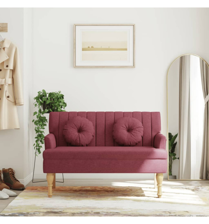 Banc avec coussins rouge bordeaux 113x64,5x75,5 cm tissu | Mobilier & Déco