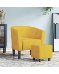 Chaise cabriolet avec repose-pied jaune velours | Mobilier & Déco