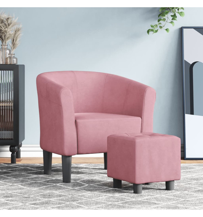Chaise cabriolet avec repose-pied rose velours | Mobilier & Déco