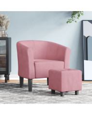 Chaise cabriolet avec repose-pied rose velours | Mobilier & Déco