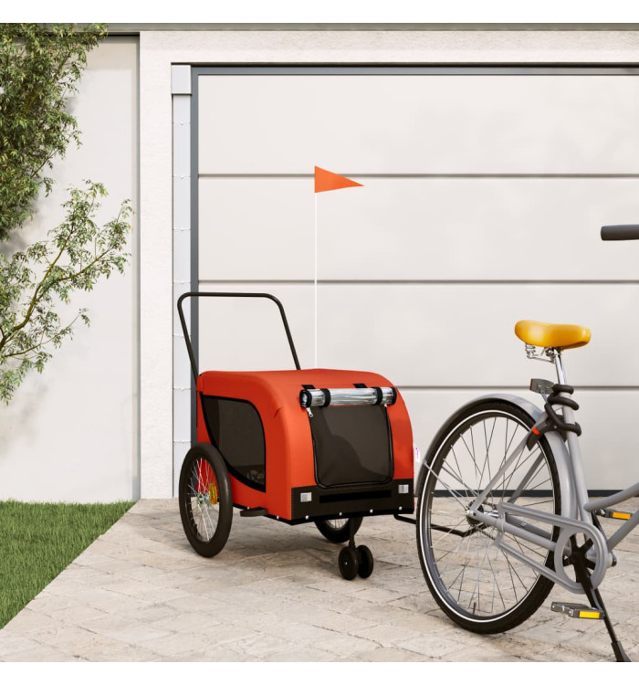 Remorque de vélo pour animaux de compagnie orange et noir | Mobilier & Déco