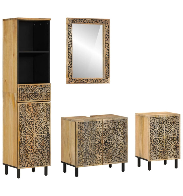 Ensemble de meubles de salle de bain 4 pcs bois manguier massif | Mobilier & Déco