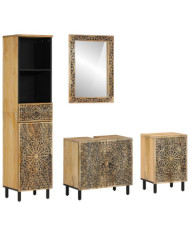 Ensemble de meubles de salle de bain 4 pcs bois manguier massif | Mobilier & Déco